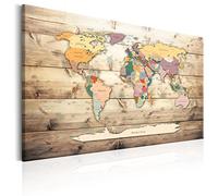 B&D XXL Tableau en Liège Mural Décoratif Carte du Monde 120x80 cm | Punaises Incluses, Panneau en Liège et Tableau sur Toile 2-en-1, Décoration Murale, Idéal pour Notes au Bureau, Idée Cadeau