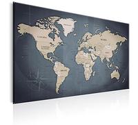 B&D XXL Tableau en Liège Mural Décoratif Carte du Monde 90x60 cm | Punaises Incluses, Panneau en Liège et Tableau sur Toile 2-en-1, Décoration Murale, Idéal pour Notes au Bureau, Idée Cadeau