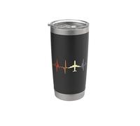 B.E.C. vintage Heartline Aircrafts Plane Lover Gobelet isotherme en acier inoxydable double paroi
