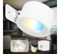 B.K.Licht - Applique murale sans alimentation avec accu, amovible magnétiquement, pivotante à 360°, dimmable, CCT, applique intérieure, lampe de lit, lecture, 9,5x8x4,5 cm, blanc