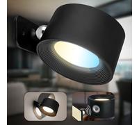B.K.Licht - Applique murale sans branchement électrique avec accu, amovible magnétiquement, pivotant à 360°, dimmable, CCT, applique intérieure, lampe de lit, lecture, 9,5x8x4,5 cm