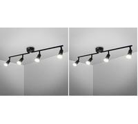 B.K.Licht I barre de spots I spots plafond orientables I inclus 4 ampoules LED 2,9 W GU10 incluses I lumière blanc chaud 3000K I 4x 260lm I plafonnier I lampe de salon I noir (Lot de 2)