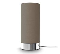 B.K.Licht I lampe de table tissu taupe I fonction dimmable tactile I gradable sur 3 niveaux I douille E14 I socle chromé I sans ampoule