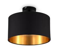 B.K.Licht I Plafonnier en tissu noir-or I 1 douille E27 I Ø30 cm I Sans ampoule