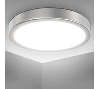 B.K.Licht I Plafonnier LED 18 W 4.000K 28 cm de diamètre 2.000 lumen lumière blanche neutre Argenté