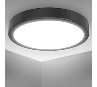 B.K.Licht I Plafonnier LED 18 W 4.000K 28 cm de diamètre 2.000 lumen lumière blanche neutre Noir