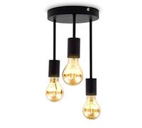B.K.Licht I Plafonnier rétro 3 douilles E27 I noir mat I métal I Ø19 x 31 cm I livré sans ampoules