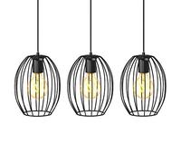 B.K.Licht I suspension 3 paniers métalliques I douilles E27 I 700x175x1120 mm I sans ampoules I noir