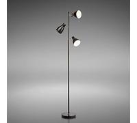 B.K.Licht lampadaire LED vintage, lampe à pied design rétro, 3 spots orientables, ampoules E27 LED ou halogène, hauteur 166,5 cm, métal noir blanc