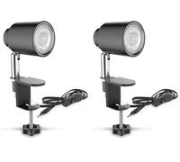 B.K.Licht - Lampe à pince LED - Lampe de table avec ampoule 5W GU10 - Lampe de lecture - noir 14,6 cm (Lot de 2)