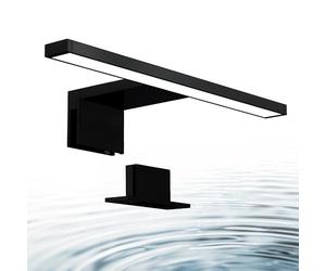 B.K.Licht lampe miroir LED, lampe armoire, applique salle de bain, lumière blanche neutre 4000 Kelvin, 5W, 650lm, IP44, largeur 300mm, noire