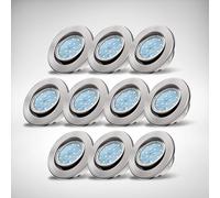 B.K.Licht Lot de 10 spots LED encastrables orientables 230 V ultra plats - Lumière blanche chaude Spot plafond avec trou 68 mm 86 x 26 (diamètre hauteur) Nickel mat