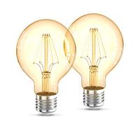 B.K.Licht Lot de 2 ampoules LED Edison Vintage G80 I E27, 4W, blanc chaud 2200K, intensité lumineuse 320lm, ampoule rétro à filament