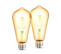 B.K.Licht Lot de 2 ampoules LED Edison Vintage ST64 I E27, 4W, blanc chaud 2700K, intensité lumineuse 380lm, ampoule rétro à filament