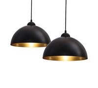B.K.Licht lot de 2 suspensions vintage, 2 luminaires style industriel, plafonnier vintage lot de 2, éclairage intérieur, lampe cuisine salon salle à manger chambre, noir, 230V, IP20, Ø 300mm