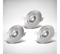 B.K.Licht lot de 3 spots à encastrer spéciales salle de bain IP44 ultraplats 25mm, Ø90mm, nickel mat, éclairage plafond encastrable, LED 5W, 460Lm, blanc chaud 3000K