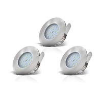 B.K.Licht lot de 3 spots LED IP44 pour salle de bain, encastrables ultra-plats, LED 5W, plafonnier salle de bain, éclairage