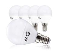 B.K.Licht lot de 5 ampoules 5W LED E14, 470 Lumen par ampoule, lumière blanche chaude de 3000 Kelvin, équivaut ampoule halogène 40W, 230V, forme ronde, hauteur 106mm