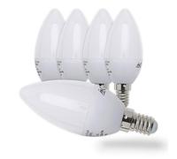B.K.Licht lot de 5 ampoules 5W LED E14, 470 Lumen par ampoule, lumière blanche chaude de 3000 Kelvin, équivaut ampoule halogène 40W, 230V, forme bougie, hauteur 106mm