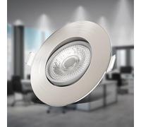B.K.Licht lot de 6 spots à encastrer IP23 ultraplats 24mm, orientables et dimmables, Ø90mm, nickel mat, éclairage plafond encastrable, platines LED 5W, 460Lm, blanc chaud 3000K