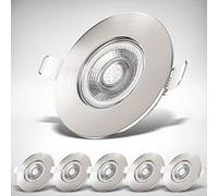 B.K.Licht lot de 6 spots à encastrer spéciales salle de bain IP44 ultraplats 25mm, Ø90mm, nickel mat, éclairage plafond encastrable, platines LED 4,9W, 480Lm, blanc chaud 3000K