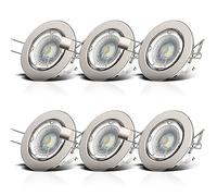 B.K.Licht lot de 6 spots LED encastrables orientables dimmables, ampoules 6x5,5W incluses, GU10, luminaire plafond, spots plafond, luminaires ronds encastrables, blanc chaud