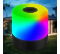 B.K.Licht - Mini lampe de table LED RGBW sans fil IP44 avec touche, changement couleur, accu, câble USB-C, chevet, décorative, d'extérieur, chambre d'enfant, 7x7 cm, noir