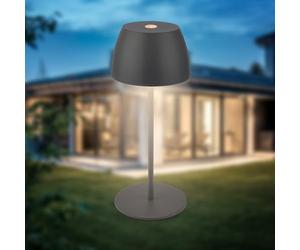 B.K.Licht - Mini lampe de table LED sans fil IP44 avec Touch, variateur continu, batterie et source lumineuse interchangeables, chevet, décorative,Outdoor, 8x20 cm (DxH), noir