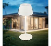 B.K.Licht - Mini lampe de table LED sans fil IP44 avec Touch, variateur continu, batterie & source interchangeables, chevet, décorative, à batterie, extérieur, 8x20 cm, blanc