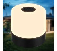 B.K.Licht - Mini lampe de table LED sans fil IP44 avec Touch, variateur par paliers, batterie, câble USB-C, chevet, décorative, d'extérieur, 7x7 cm, noir