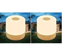 B.K.Licht - Mini lampe de table LED sans fil IP44, tactile, intensité variable par niveaux, lampe de chevet, veilleuse enfant et bébé, lampe d'extérieur, câble USB-C, batterie 7x7 cm (Lot de 2)