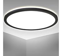 B.K.Licht - Panneau LED à lumière indirecte, plat, couleur de lumière blanc neutre, dalle led, plafond, plafonnier led, lustre salon et cuisine et chambre, 42x2,9 cm, noir