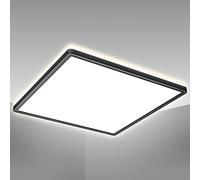 B.K.Licht - Panneau LED à lumière indirecte, plat, couleur de lumière blanc neutre, dalle led, plafond, plafonnier led, lustre salon et cuisine et chambre, 42x42x2,9cm, noir