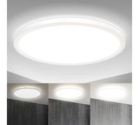 B.K.Licht - Panneau LED à lumière indirecte, plat, intensité lumineuse variable par paliers, dalle led, plafond, plafonnier led, lustre salon, lustre cuisine, 42x2,9 cm, blanc