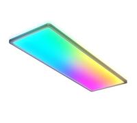 B.K.Licht - Panneau LED à lumière indirecte, télécommande, lumière colorée RGB+W, dalle led, panneau led plafond, plafonnier led, lustre salon et cuisine et chambre, 58x20x3 cm, noir