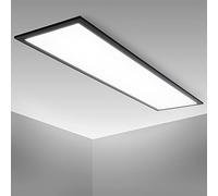 B.K.Licht - Panneau LED avec couleur de lumière blanc neutre, 22 watts, 2300 lumens, dalle led, plafond, plafonnier led, lustre salon, lustre cuisine, 100x25x6,5 cm, noir