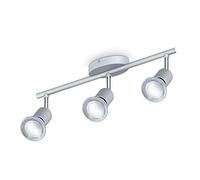 B.K.Licht plafonnier 3 spots pivotants & orientables, 3 ampoules LED 5W GU10, barre spots plafond salon salle à manger cuisine couloir, lumière blanche neutre 4000K, couleur titane
