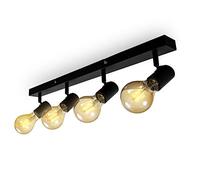B.K.Licht Plafonnier 4 spots orientables & pivotants, spot bar design rétro, luminaire plafond vintage pour salon, salle à manger, couloir, douille E27, 60 Watt max, ampoules non fournies