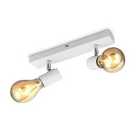 B.K.Licht Plafonnier/applique murale, spot bar design rétro, 2 spots orientables & pivotants, luminaire plafond vintage blanc, douilles E27, 60 Watt max, ampoules non fournies