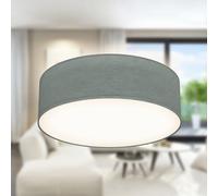 B.K.Licht - Plafonnier avec abat-jour en tissu, douille E27, max. 40 watts, lustre, lustre salon, lustre chambre, luminaire plafonnier, lustre cuisine, plafonnier salon, 30x10 cm, gris