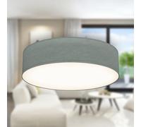 B.K.Licht - Plafonnier avec Abat-jour en Tissu, Lustre Salon et Chambre, Douille E27, Max. 40 Watts, 38x10 cm, Gris