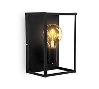 B.K.Licht plafonnier cage métal noir, applique murale interieur pour ampoule E27 de max 60W, ampoule non incluse, éclairage plafond & mural vintage entrée, couloir, chambres IP20
