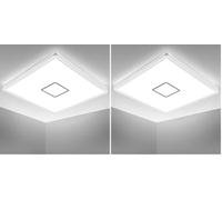 B.K.Licht plafonnier design carré, LED 18W, éclairage plafond ultra-plat: 28mm, applique modern blanc-argenté, 2400Lm, lumière blanche neutre 4.000K, 293x293mm (Lot de 2)