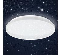 B.K.Licht Plafonnier LED 18 Watt avec effet étoiles I ultraplat 4,2 cm I Ø28 cm I lumière blanche neutre 4000 K I lumière indirecte I cadre blanc