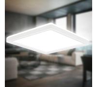 B.K.Licht - Plafonnier LED à lumière indirecte, 3cm plat, lumière blanc neutre, lampe LED, plafonnier LED, lampe de salon, panneau LED, lampe de cuisine, éclairage plafond, 24x24x3 cm, Blanc