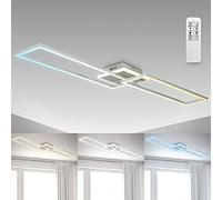 B.K.Licht Plafonnier LED de 40 watts I pivotant I température de couleur réglable en continu I gradation continue I fonction d'éclairage nocturne I télécommande I aluminium brossé
