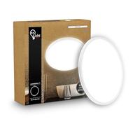 B.K.Licht - Plafonnier LED plat avec éclairage indirect, lumière blanc neutre, protection IP44, plafonnier salle de bain, lustre cuisine, lustre salon, 29 x 3 cm, blanc