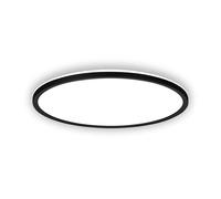 B.K.Licht - Plafonnier LED plat avec éclairage indirect, lumière blanc neutre, protection IP44, plafonnier salle de bain, lustre cuisine, lustre salon, 24 x 3 cm, noir