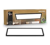 B.K.Licht - Plafonnier LED plat avec éclairage indirect, lumière blanc neutre, protection IP44, plafonnier salle de bain, lustre cuisine, lustre salon, 58 x 20 x 3 cm, noir