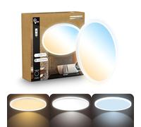 B.K.Licht - Plafonnier LED plat avec télécommande, CCT réglable de chaud à lumière du jour, intensité réglable, IP44, plafonnier salle de bain, lustre cuisine, lustre salon, 42 x 3 cm, blanc